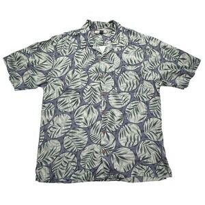 Tommy Bahama Shirt Mens Medium Silk Leaf Print Hawaiian Camp Button Up Casual